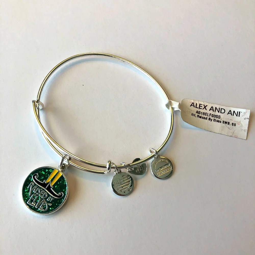 Alex and Ani Elf Raised by Elves Bangle Shiny Silver Bangle Bracelet - Picture 2 of 4